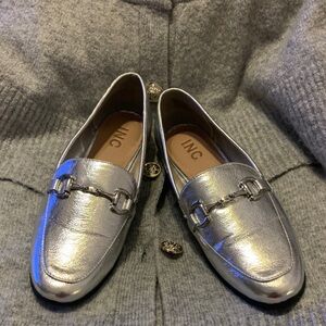 INC International Concepts Metallic Silver Loafers